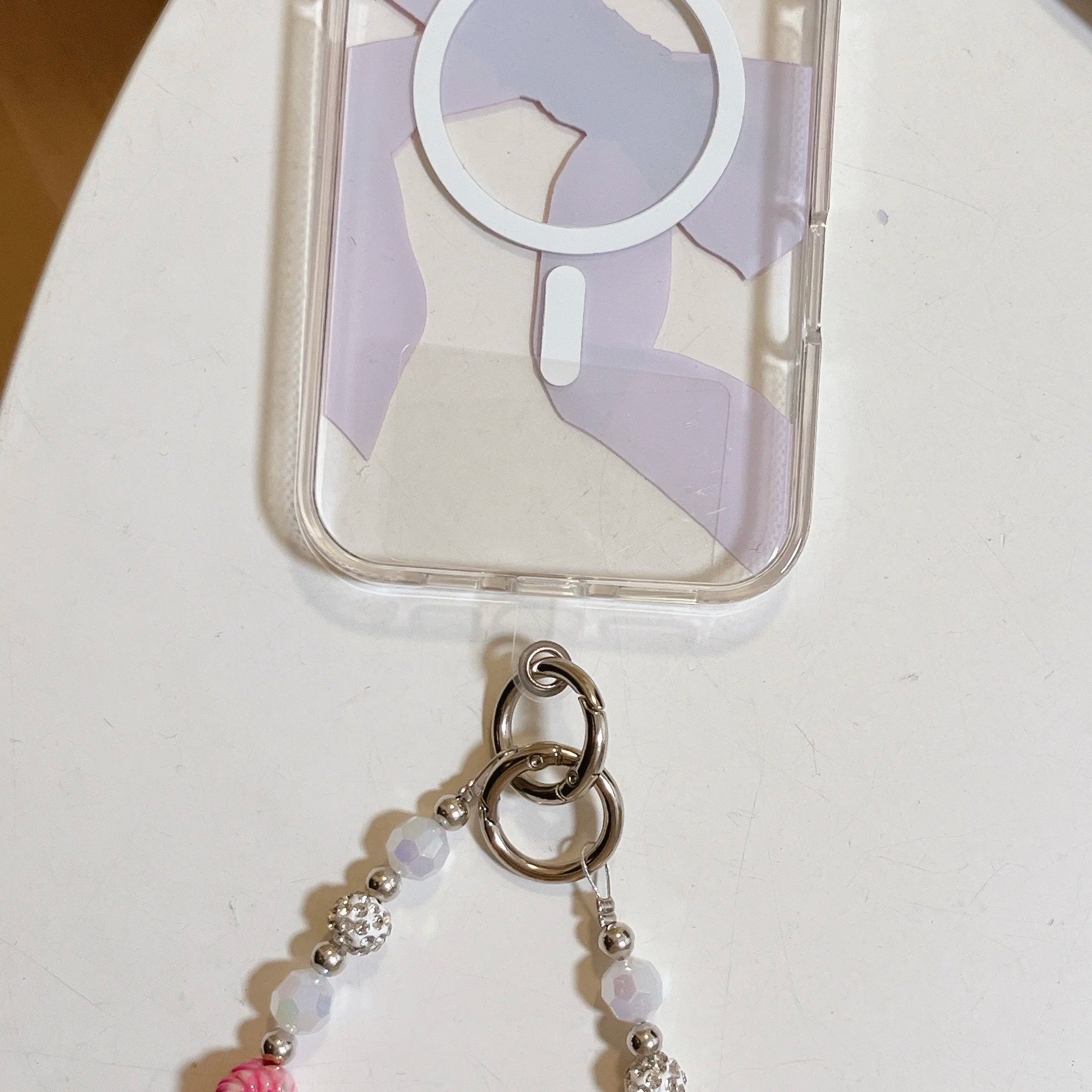 Luxury Glitter Rose Floral Beaded Chain Phone Lanyard Accessory Customizable Straps for iPhone 16 Pro Max 11 13 15