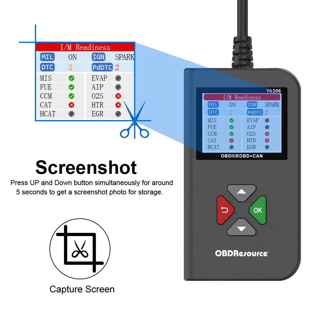 USA Warehouse YA206 OBD OBD2 Scanner Car Code Reader Engine Analyzer Tool OBDII Automotive Scanner Car Diagnostic Tool