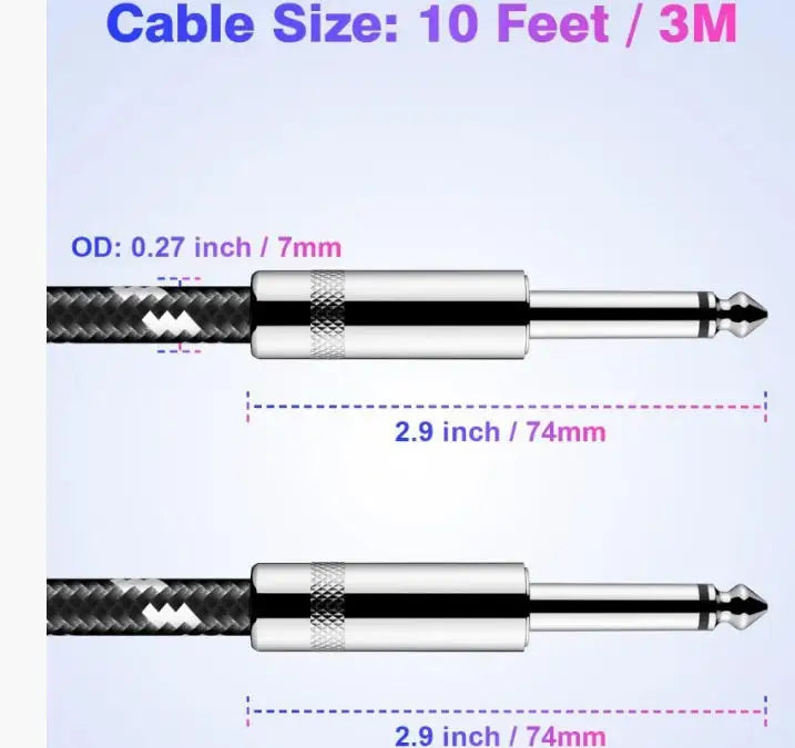 6.35mm Audio Cables TRS 1/4 Inch 6.35mm Audio Cable for Electric Guitar Bass