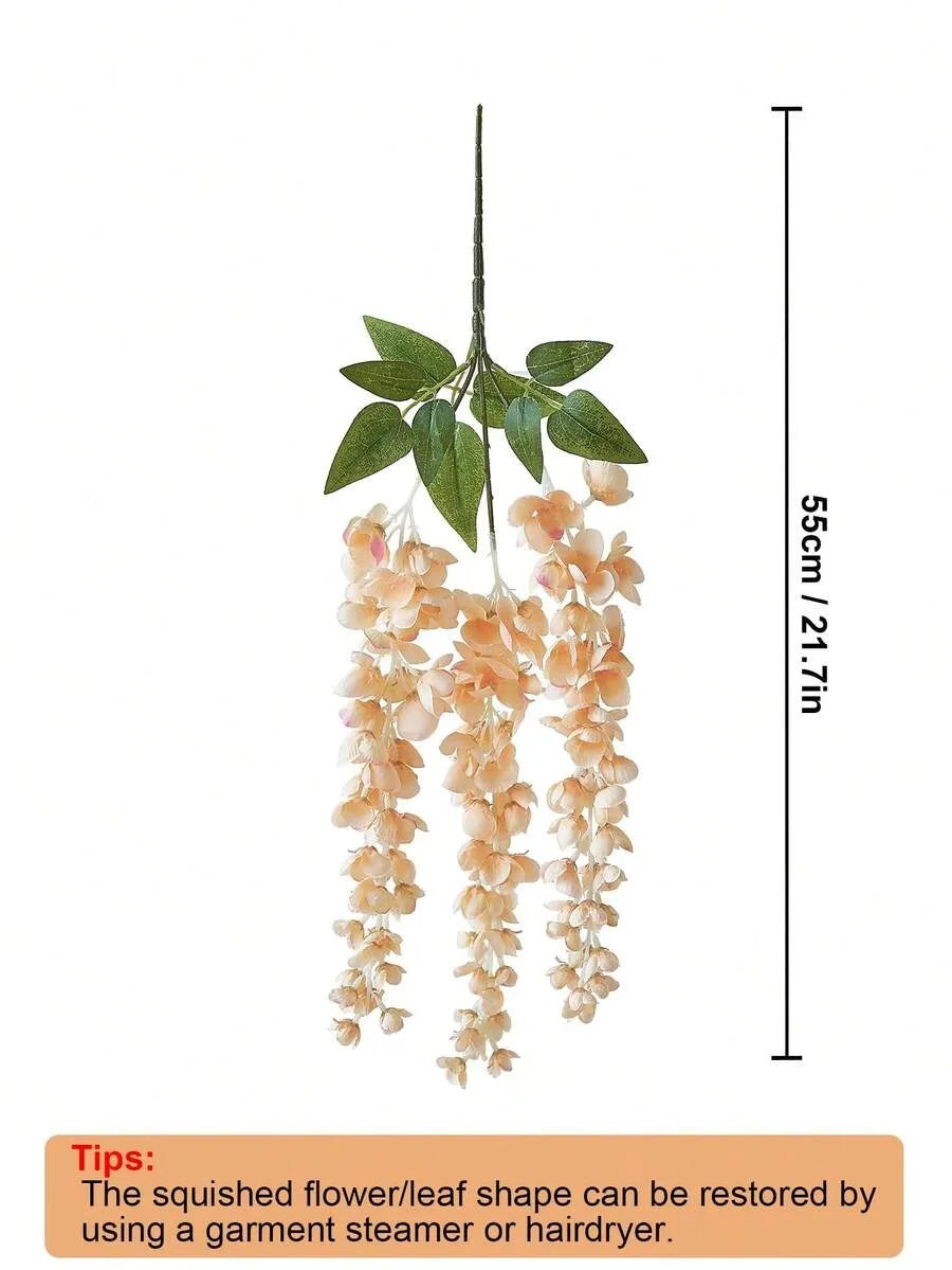 3pcs Artificial Wisteria Flower Silk Fake Wisteria Vine Plastic Hanging Flower for Home Garden Party Wedding Decor