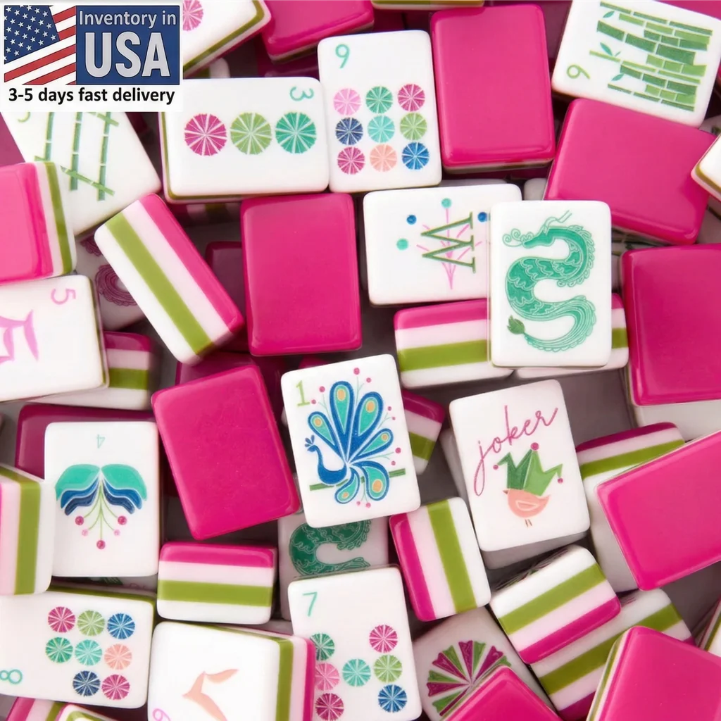 Local Warehouse US Local Stock Free Shipping Pink 4-layer Acrylic American Mahjong Tiles OMM RTS Portable Foldable Water