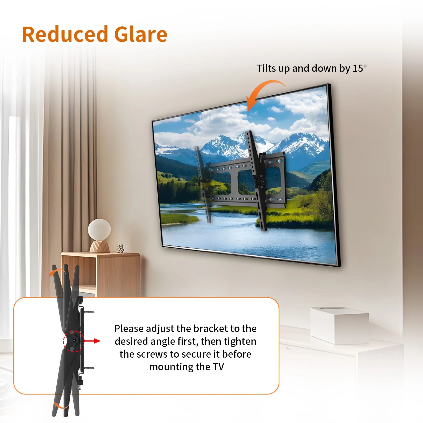 حامل جداري مائل لشاشات التلفزيون المسطحة LED LCD مقاس 30-86 بوصة