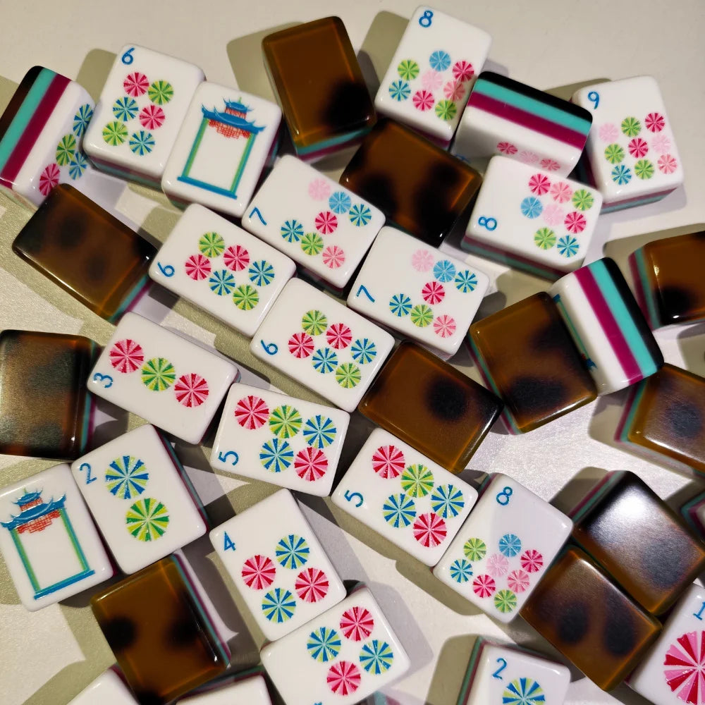 Wholesale Acrylic Pink Crystal 160 Pieces Luxury American Style Singapore Tiles Game Set Modern Western Mahjong