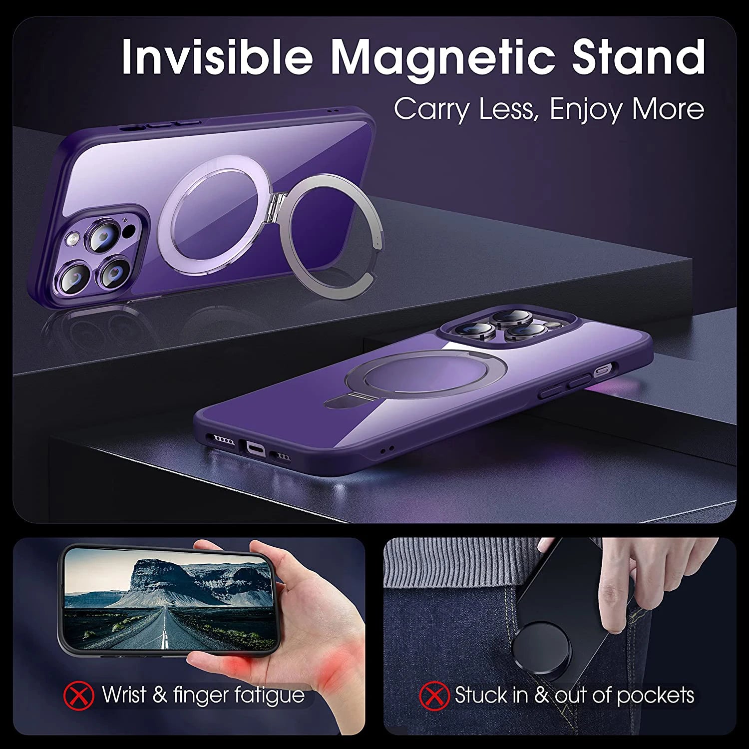 Mobile Phone Cases with Magnetic Invisible Stand for iPhone 16 Pro Max Case Dropshipping Products 2024 Translucent Matte Cover