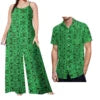 Drop Shipping Samoa Puletasi Casual Women Sling Jumpsuit Match Short Sleeve Aloha Shirt Polynesian Couple Clothes 2pc Set