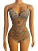 Monos Mujer 2022 See Through Mesh Rhinestone Bodysuit Party Club Pole Dance Leotard Corset Jumpsuit Sexy Jumpsuits for Women