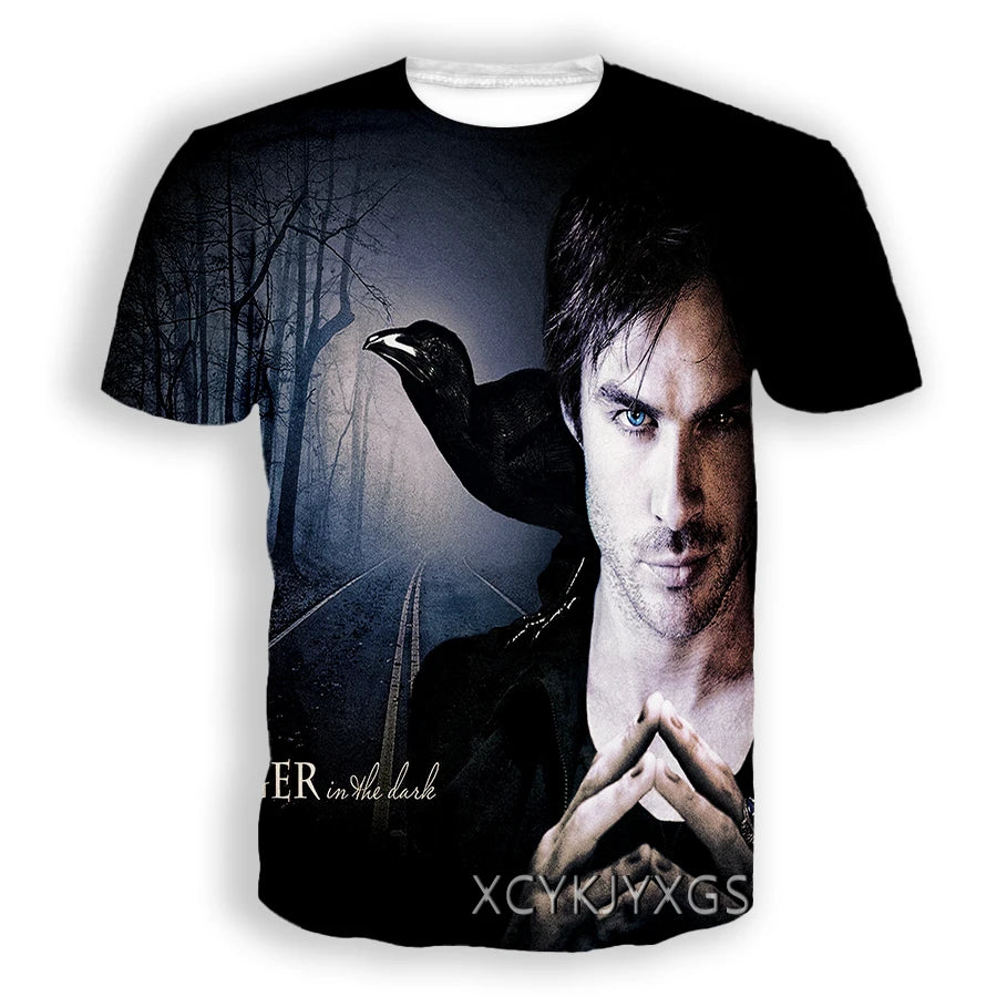 Men/Women TV The Vampire Diaries 3D Printed T-Shirt Damon Salvatore Short Sleeve Fashion T Shirt Sport Pullover Summer Tops 6XL