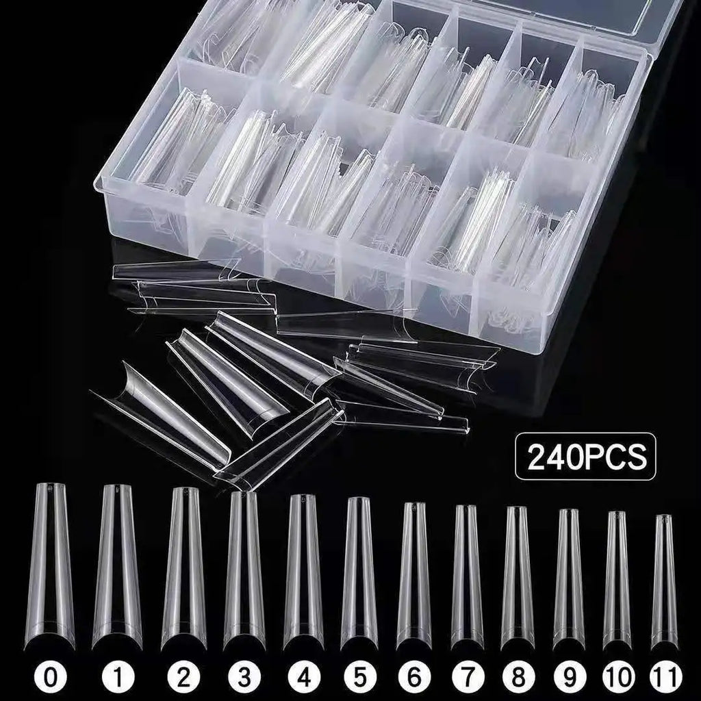 XXL Long Straight Square Shape Tips for Acrylic False Nail with Box Extra Long XL C Curve Tips Half Cover Nail Tip Manicure Tool