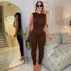 2023 Spring New Women's Sleeveless Lace Hollowed Out Slim High Waist Sports Jumpsuit Gym Jumpsuit