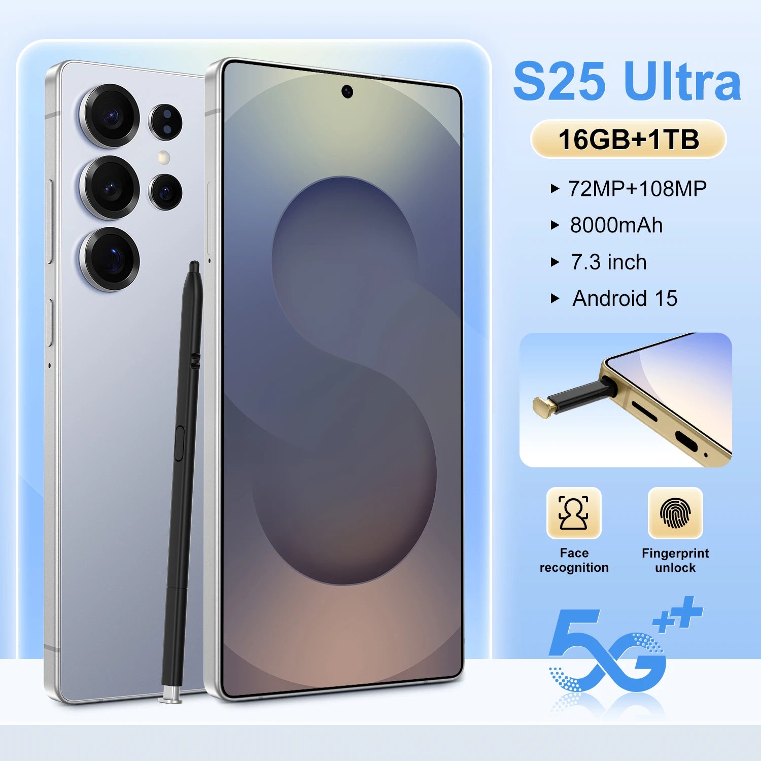 Free Shipping Hot Selling Global S25 Ultra Smartphone 16gb+1tb Android Unlocked Deca Core Cpu Hd Screen Cheap Lte Mobile Phone