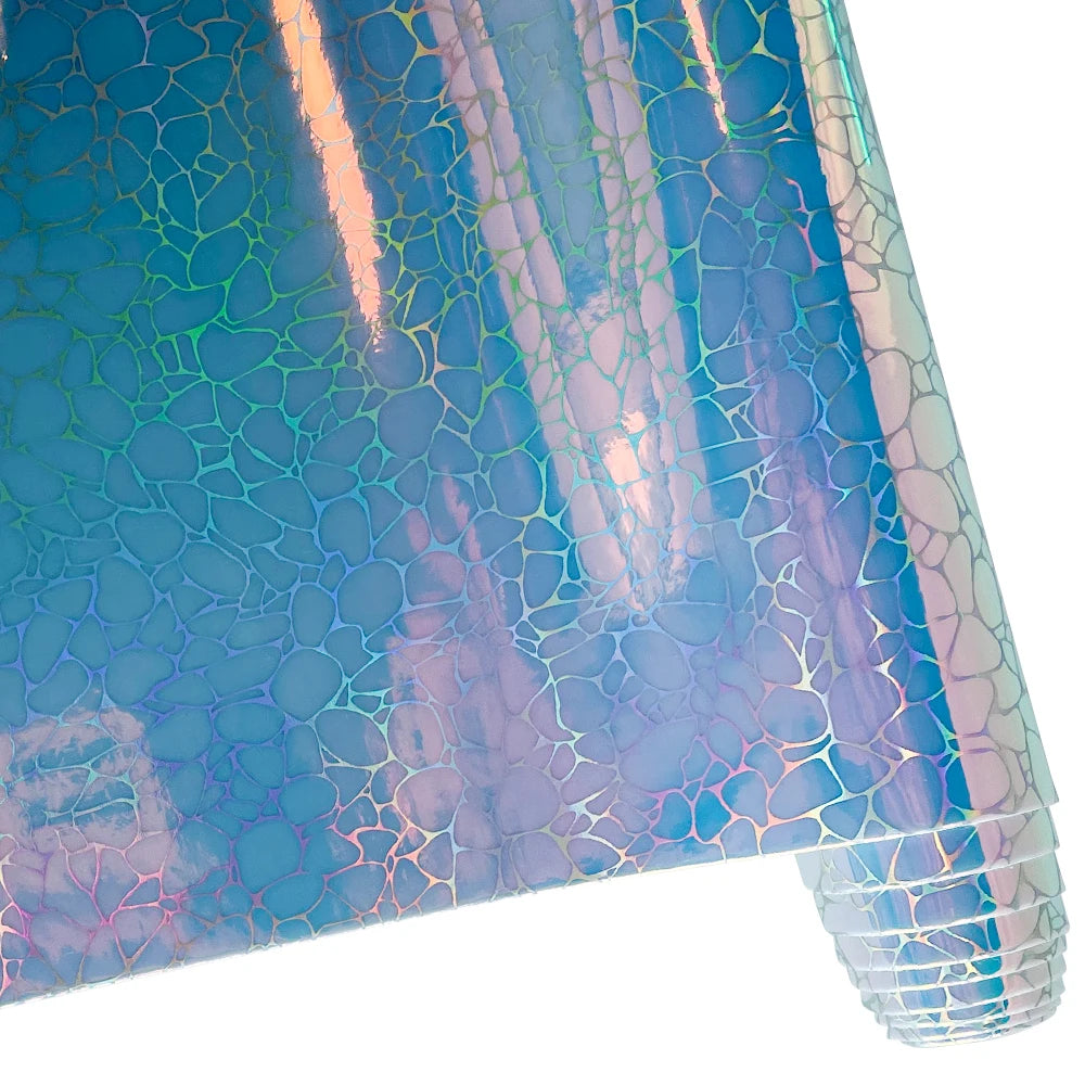 Holographic Crack Pattern Artificial Leather for DIY Luggage Bag Decoration Craft Project Overseas Warehouse Spot 30X135cm