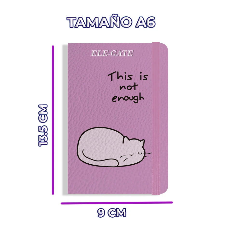 Kawaii Style Leather A6 Printed Loose-Leaf Compact Notepad with 75 Lined Sheets in Pink Color