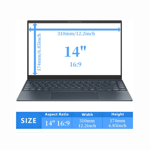 14 Inch Laptop Privacy Screen Protector with Anti-Spy Feature 16:9 Aspect Ratio Anti-Glare Blue Light Black Spy Security Shield