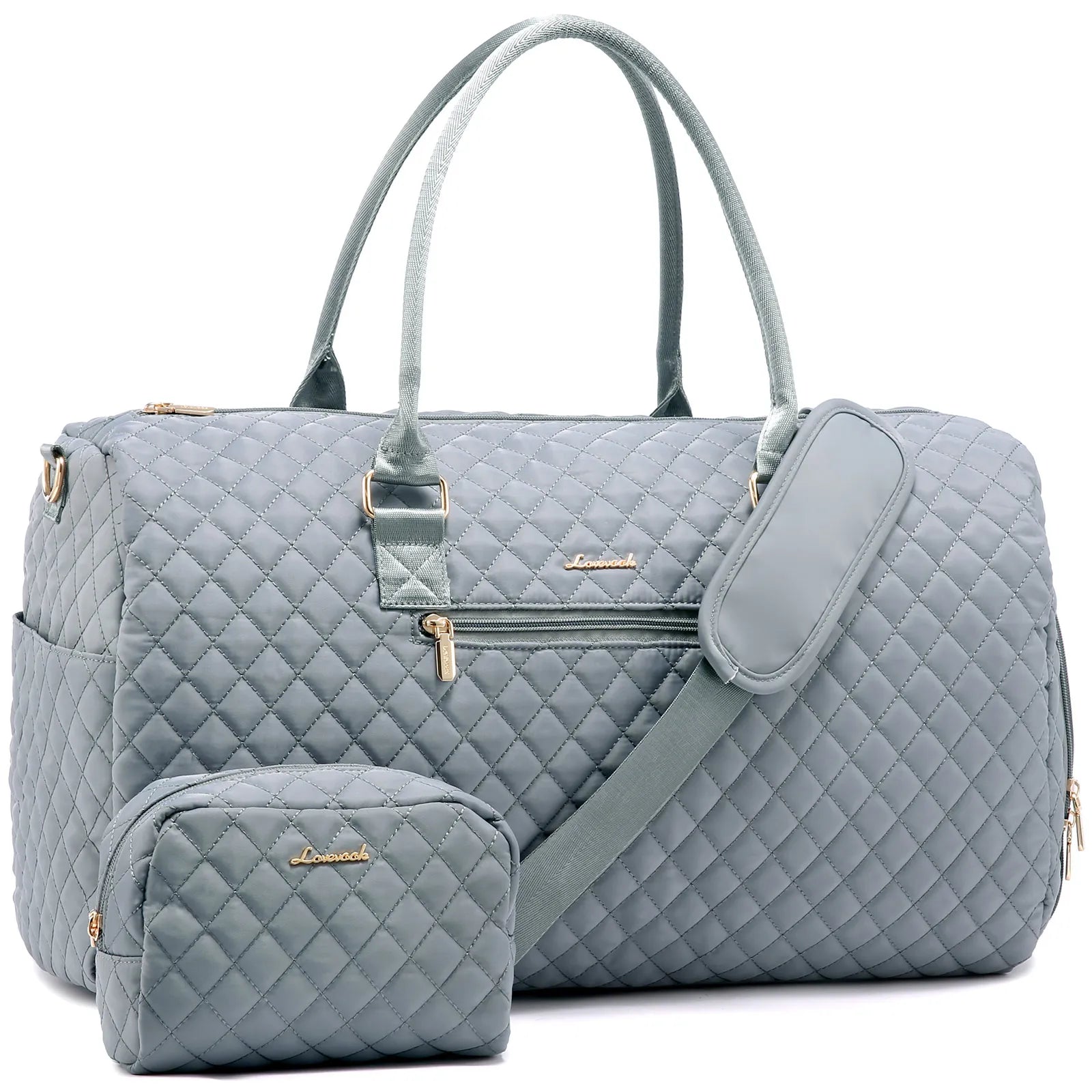 LOVEVOOK Fashion 2pc Gym Bag Travel Weekender Overnight Holdall Duffle Luggage With Shoes Compartment Women Overnight Duffle Bag