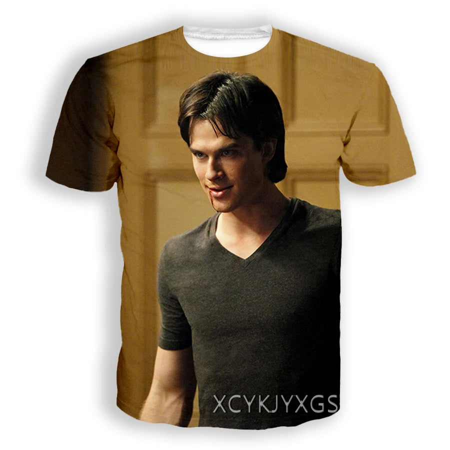 Men/Women TV The Vampire Diaries 3D Printed T-Shirt Damon Salvatore Short Sleeve Fashion T Shirt Sport Pullover Summer Tops 6XL