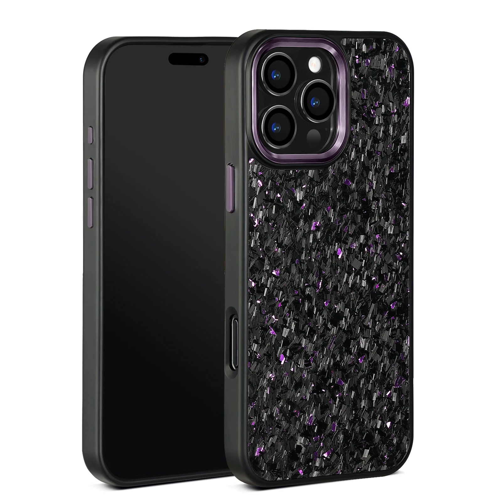 Factory Direct Sale Purple Metal Lens Frame with Forged Carbon Fiber with Purple /red/blue/gold for iphone 16 Pro Max case