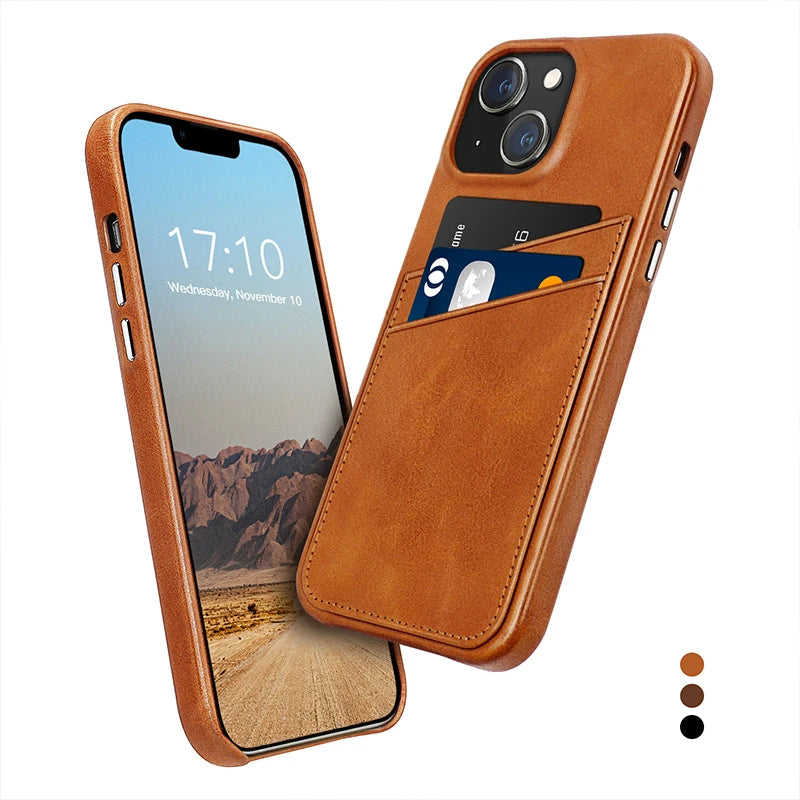 Metal Button Raised Camera Protective case Vintage Leather Wallet Card Holder Leather case for iphone 13 Pro Max