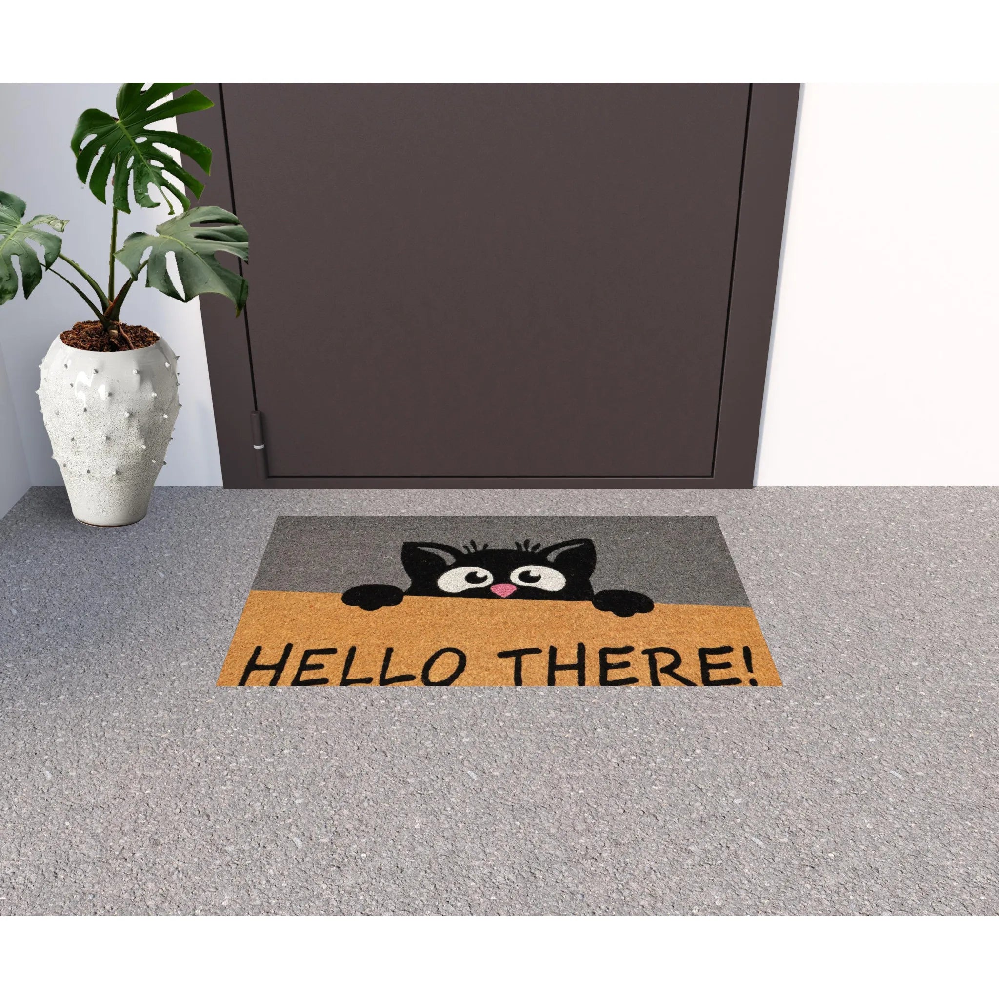 HMS 18\" X 30\" Beige and Black Coir Animal Print Outdoor Door Mat Custom Printed PVC and Rubber Tufted Style for Home Use