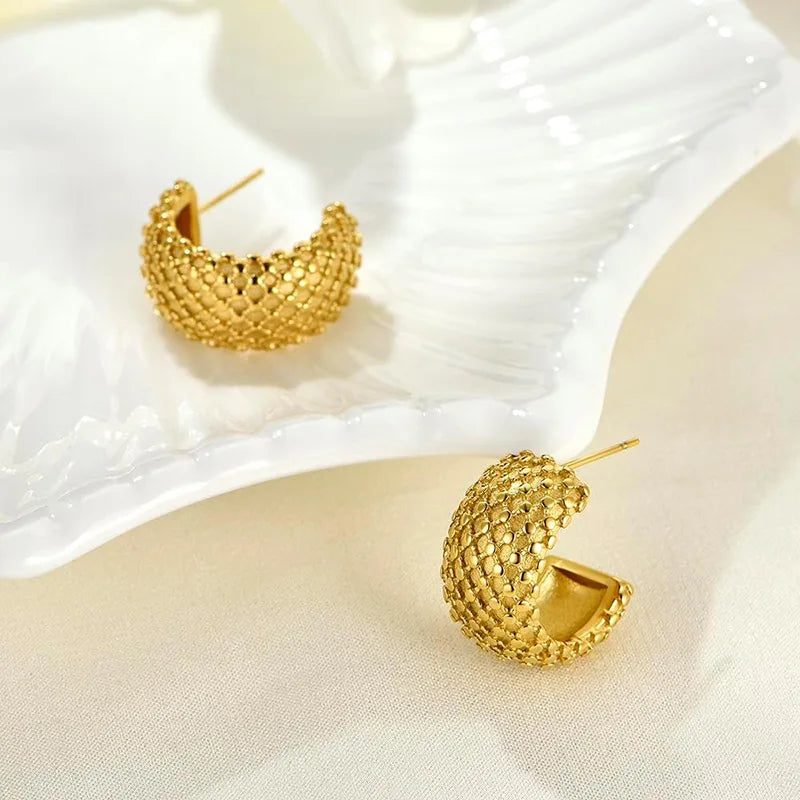 Golden 18K Solid Gold Trendy Hoop Earrings for Women with Pearl Detail-Everyday Wear Fine Jewelry