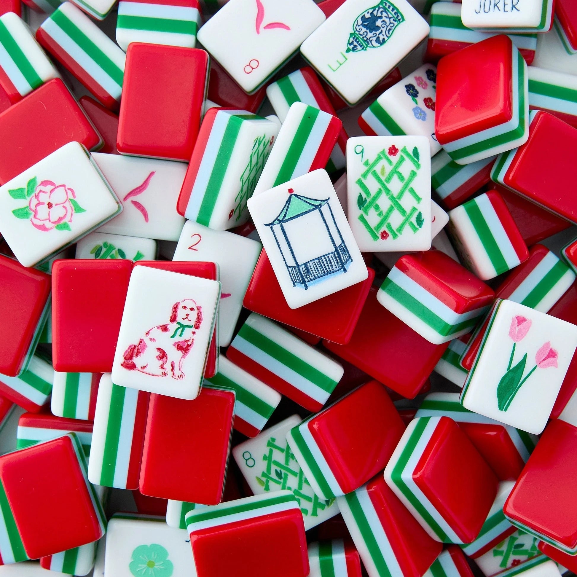 In Stock Beach Supplies New Mini Travel 4 Layer Engraved Acrylic Luxury 160 Red Set America Mahjong Tiles