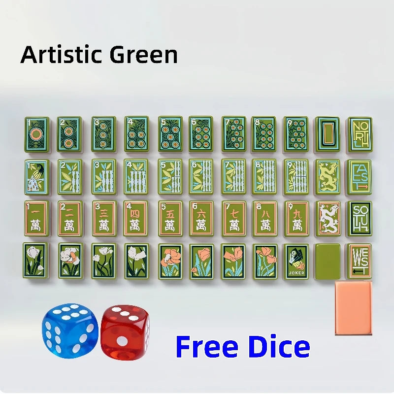 In Stock Beach Supplies New Mini Travel 4 Layer Engraved Acrylic Luxury 160 Artistic Green Set America Mahjong Tiles