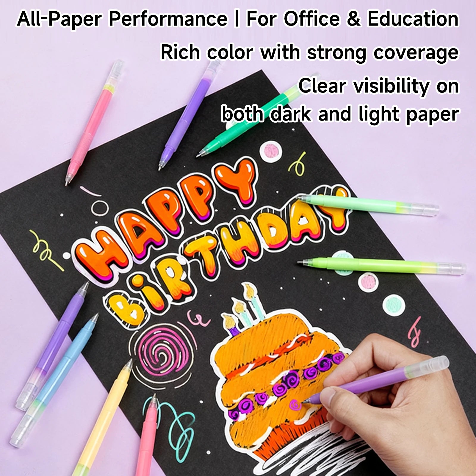 Acrylic Painting Gel Pens 48 Colors with 1mm Bullet Tip for Drawing, Coloring, Sketching, Journaling, DIY Art Supplies