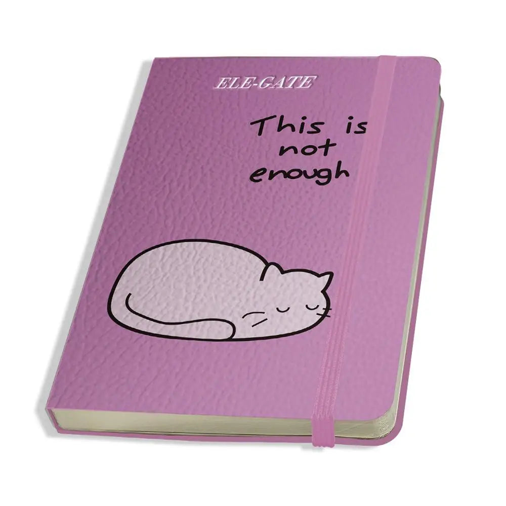 Kawaii Style Leather A6 Printed Loose-Leaf Compact Notepad with 75 Lined Sheets in Pink Color
