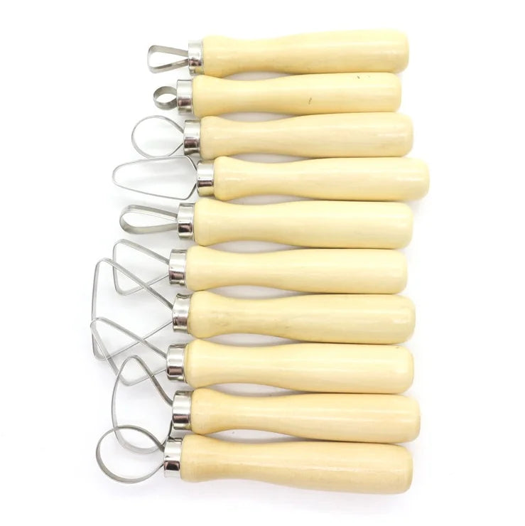 10Pcs Pottery Ceramics Tool Wood Pottery Clay Sculpture Big Loop Tool for Sculpture Studio