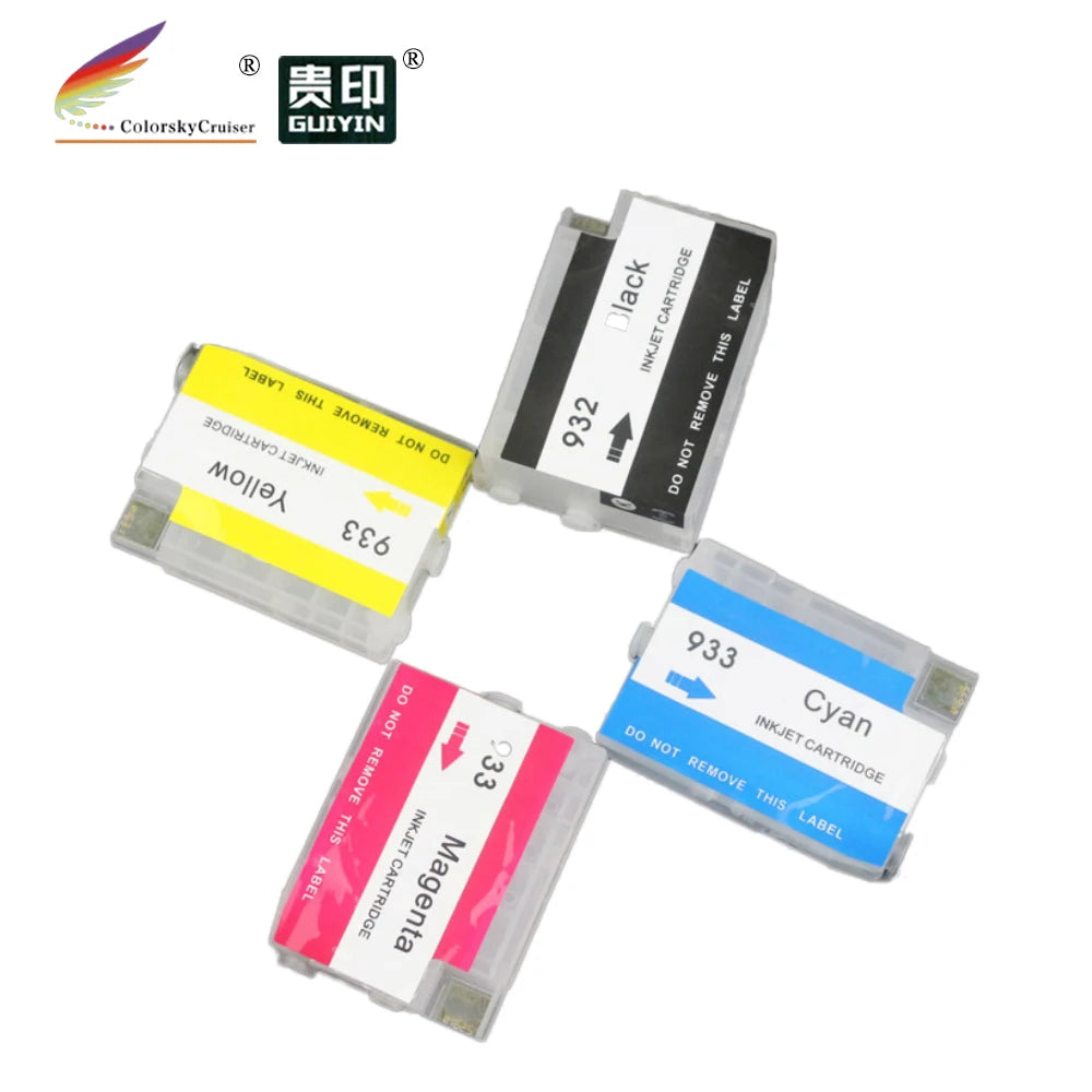 (RCH932XL) Refillable Refill Ink Inkjet Cartridge for HB 932 933 XL 932XL 933XL Officejet 6100 6600 6700 7110 BK C M Y 1 Set