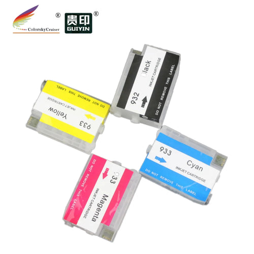 (RCH932XL) Refillable Refill Ink Inkjet Cartridge for HB 932 933 XL 932XL 933XL Officejet 6100 6600 6700 7110 BK C M Y 1 Set