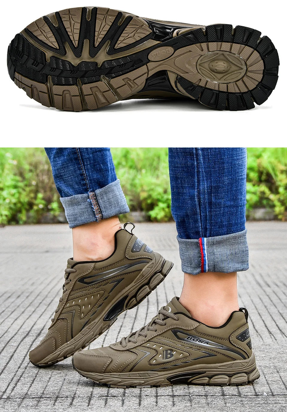 BONA Men Casual Shoes Brand Men Shoes Men Sneakers Flats Comfortable Breathable Microfiber Outdoor Leisure Footwear Trendy Style