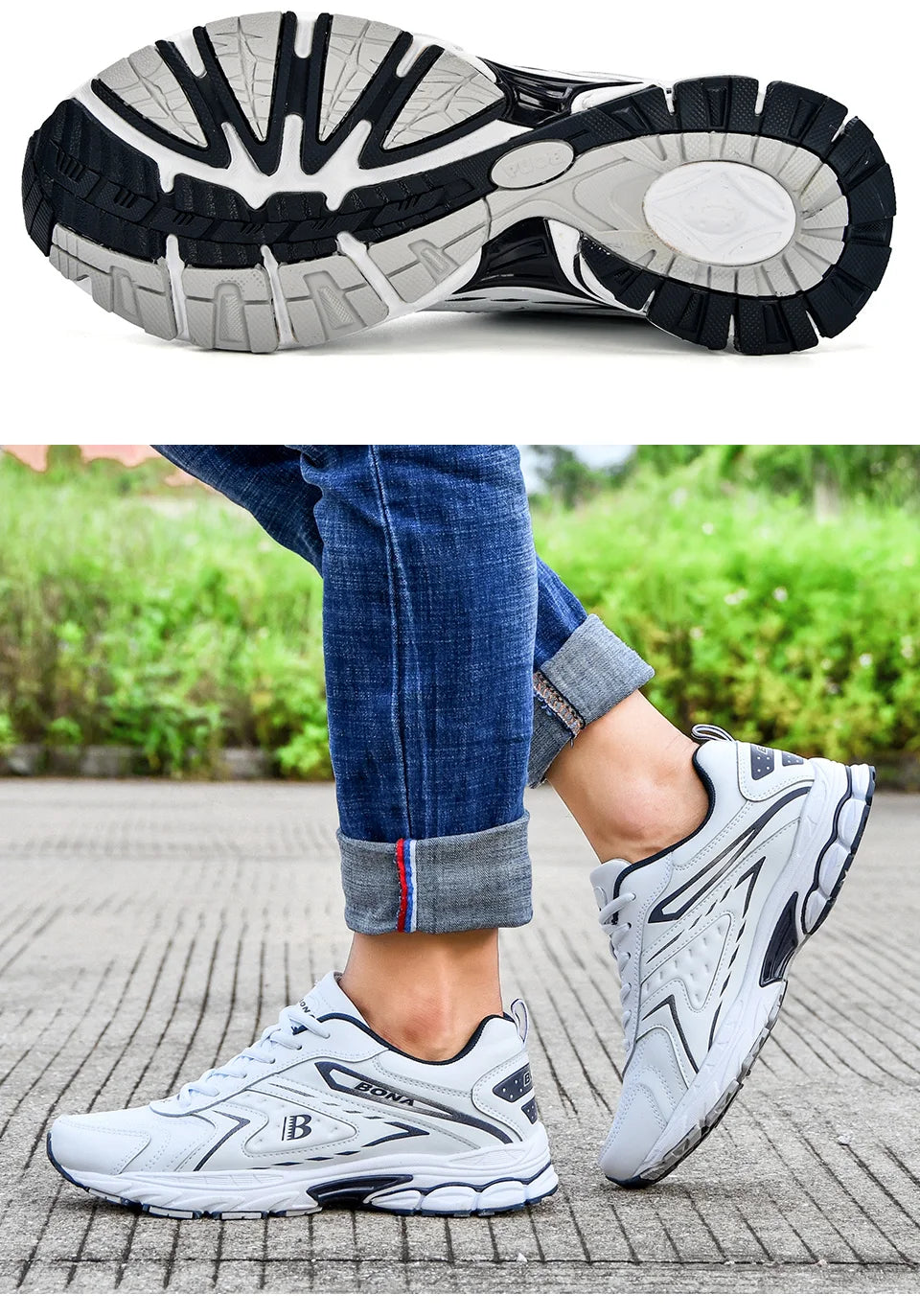BONA Men Casual Shoes Brand Men Shoes Men Sneakers Flats Comfortable Breathable Microfiber Outdoor Leisure Footwear Trendy Style