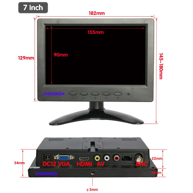 ZHIXIANDA 7 Inch 1024*600 Lcd Cheap Mini Monitor for Pos