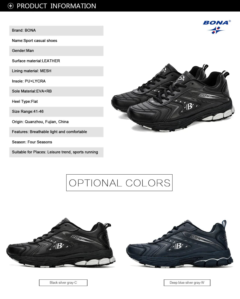 BONA Men Casual Shoes Brand Men Shoes Men Sneakers Flats Comfortable Breathable Microfiber Outdoor Leisure Footwear Trendy Style