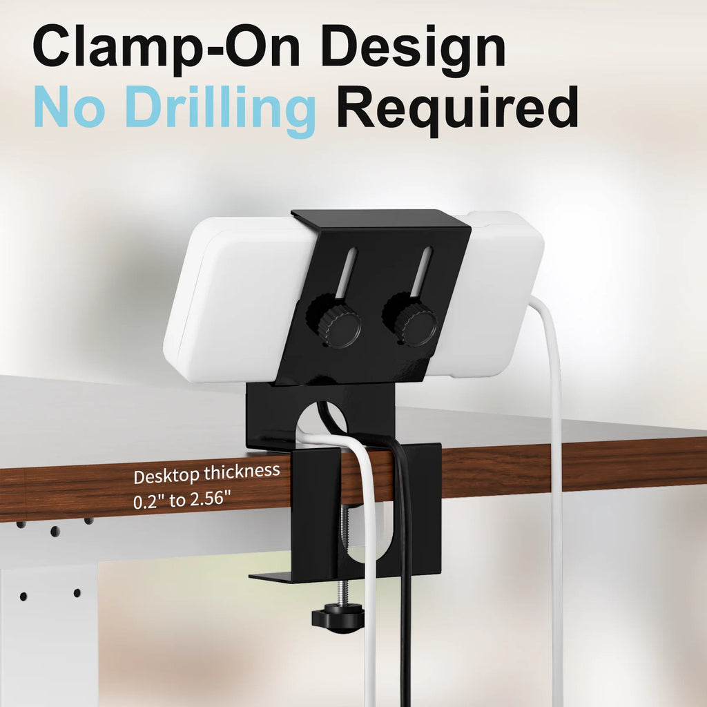 Power Strip Clamp, Adjustable Power Strip Metal Holder with Silicone Anti-Slip Pads,for Standing Desk,Home &Office
