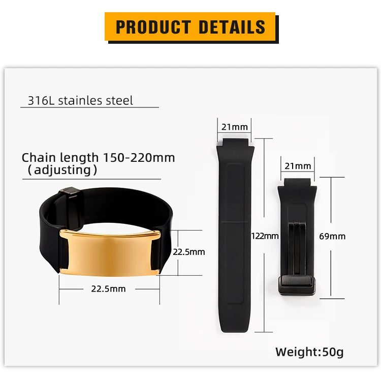 Factory Direct Supply Anti-static Negative Ion Silicone Bracelet Negative Ion Energy Custom Wristband DIY LOGO Watch Strap