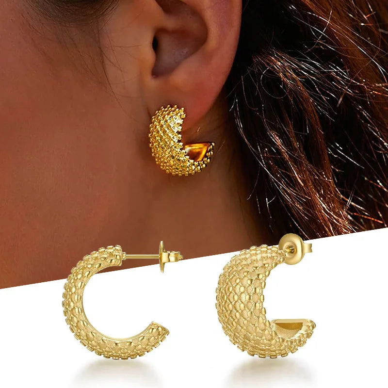 Golden 18K Solid Gold Trendy Hoop Earrings for Women with Pearl Detail-Everyday Wear Fine Jewelry