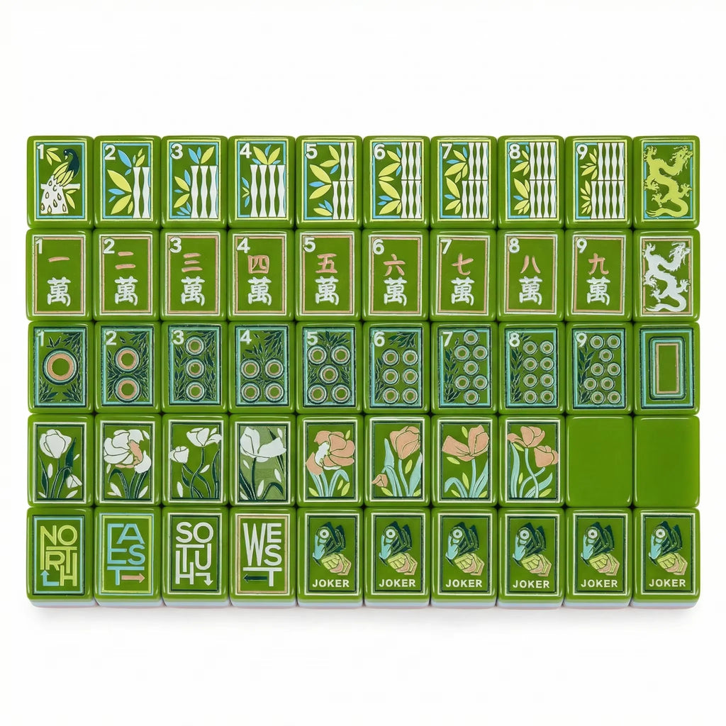 In Stock Beach Supplies New Mini Travel 4 Layer Engraved Acrylic Luxury 160 Artistic Green Set America Mahjong Tiles