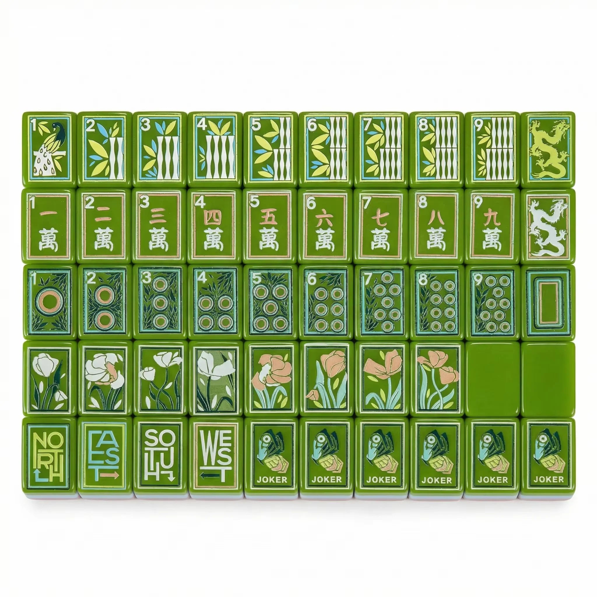 In Stock Beach Supplies New Mini Travel 4 Layer Engraved Acrylic Luxury 160 Artistic Green Set America Mahjong Tiles