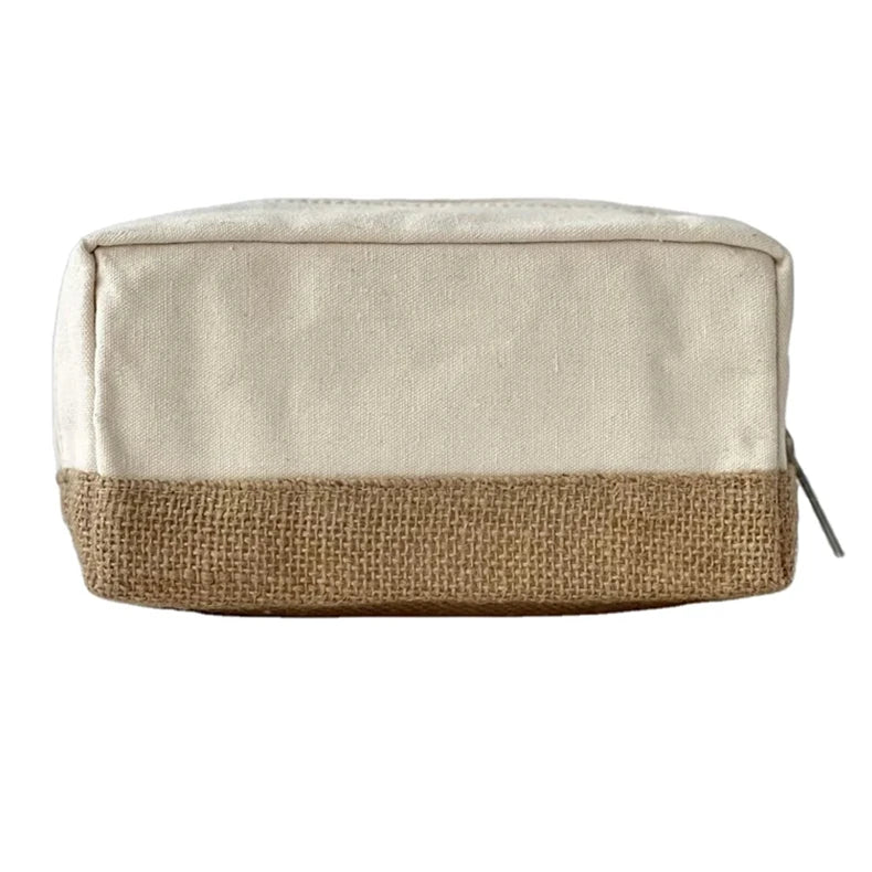 Custom with Logo Zipper Letter Pouch Fashion Style Large Capacity Cosmetic Makeup Organic Cotton Canvas Travel for Toiletry Bags