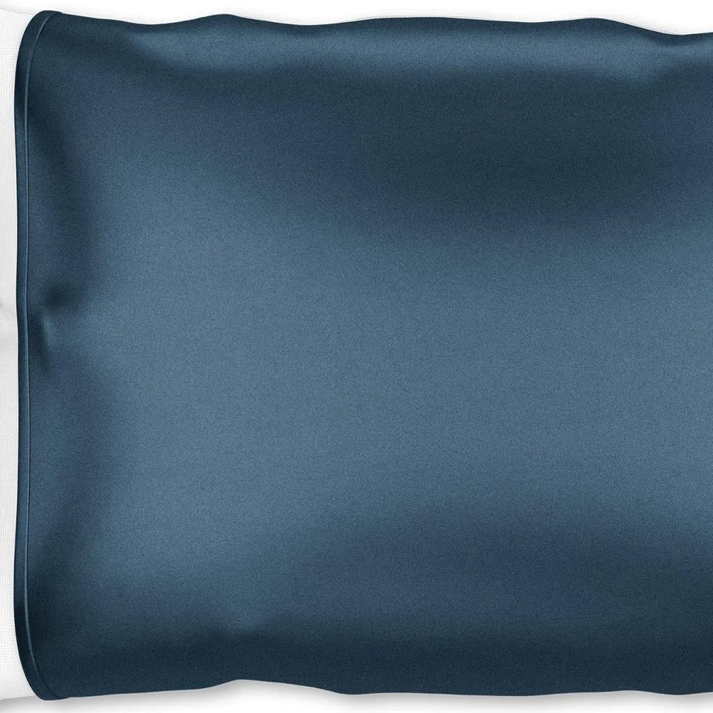 HMS Luxury Blue 100% Silk Open-Ended Pillowcase Woven with Vintage Pattern Soft Cooling for Home or Hotel Use PVC Material