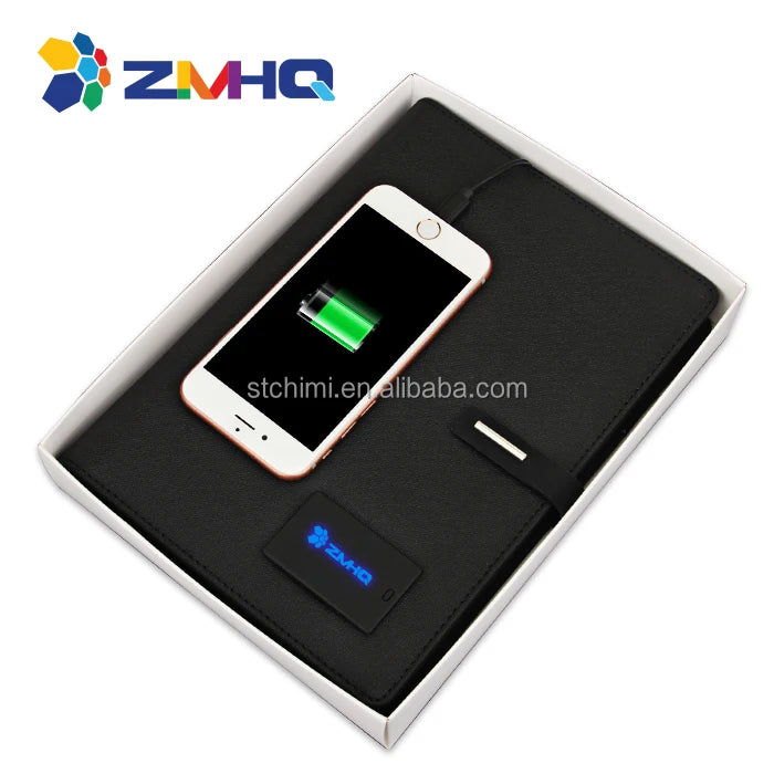 Smart Diary for Advertising Promotion Giveaway Customized Led Company Government Logo Notebook with Power Bank