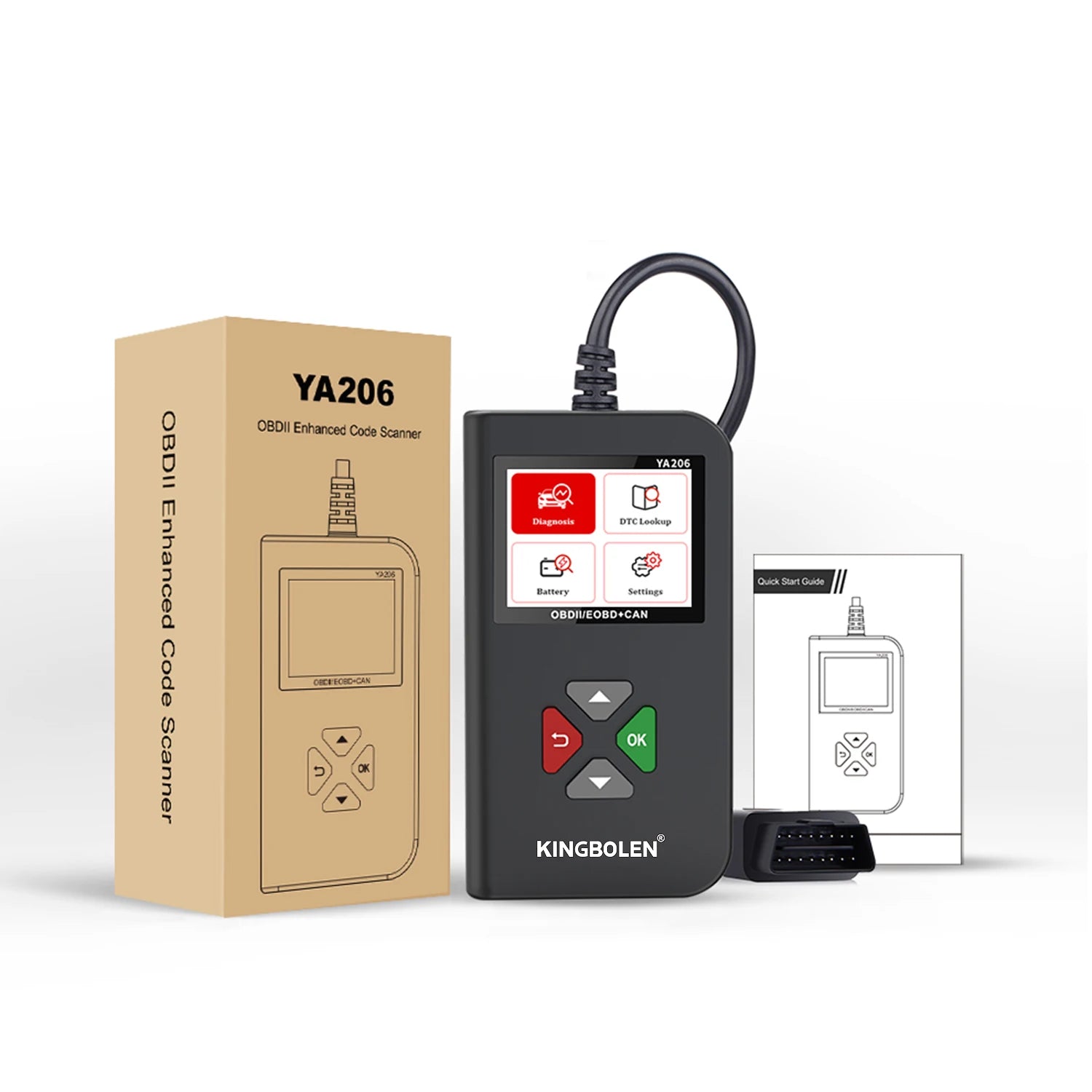 USA Warehouse YA206 OBD OBD2 Scanner Car Code Reader Engine Analyzer Tool OBDII Automotive Scanner Car Diagnostic Tool