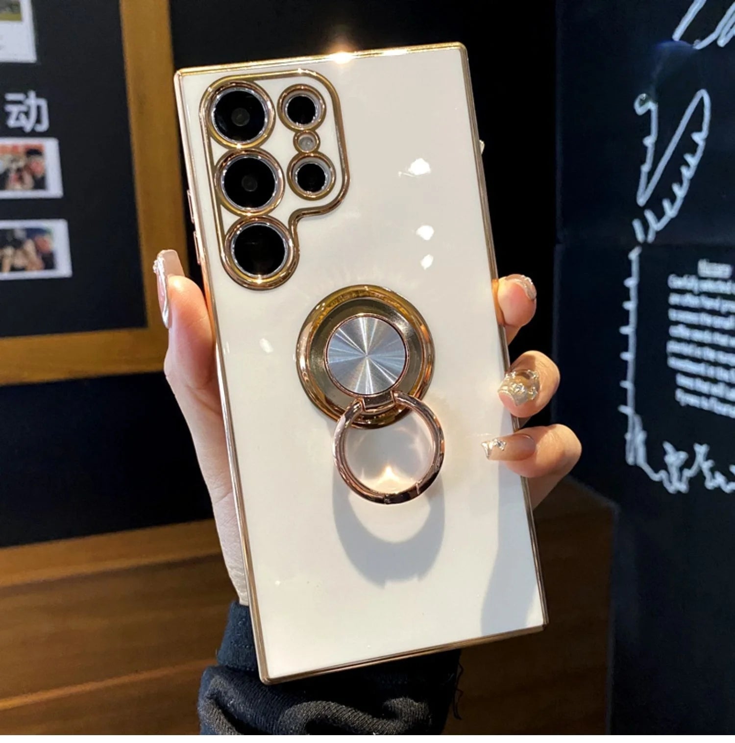 Removable Magnetic Mount Luxury TPU Electroplated Case For S24 Ultra KAOU Holster Included Laser Engraved Commercial