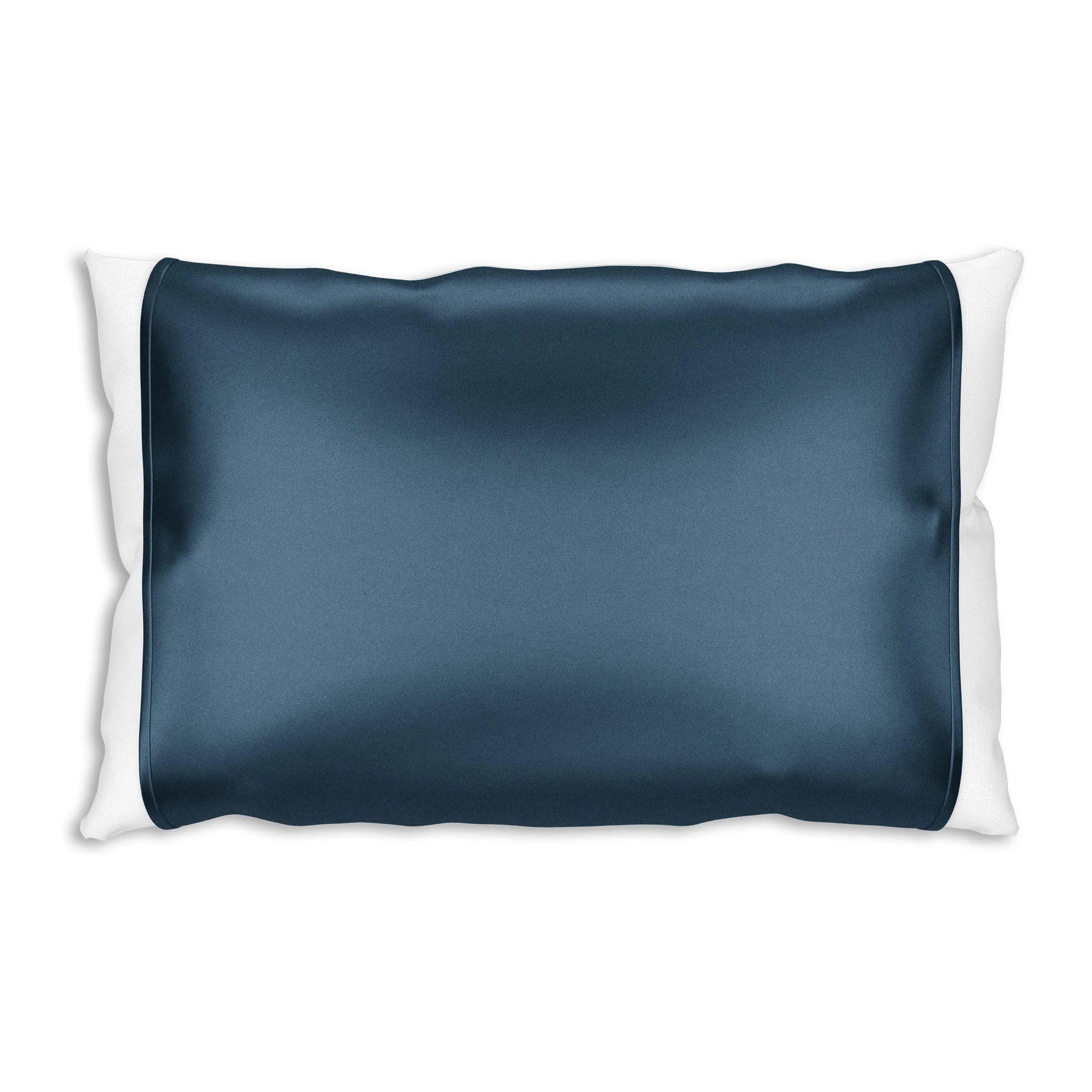 HMS Luxury Blue 100% Silk Open-Ended Pillowcase Woven with Vintage Pattern Soft Cooling for Home or Hotel Use PVC Material