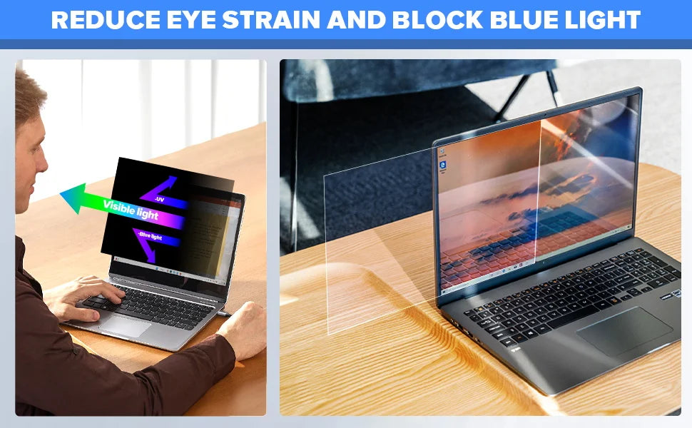 14 Inch Laptop Privacy Screen Protector with Anti-Spy Feature 16:9 Aspect Ratio Anti-Glare Blue Light Black Spy Security Shield