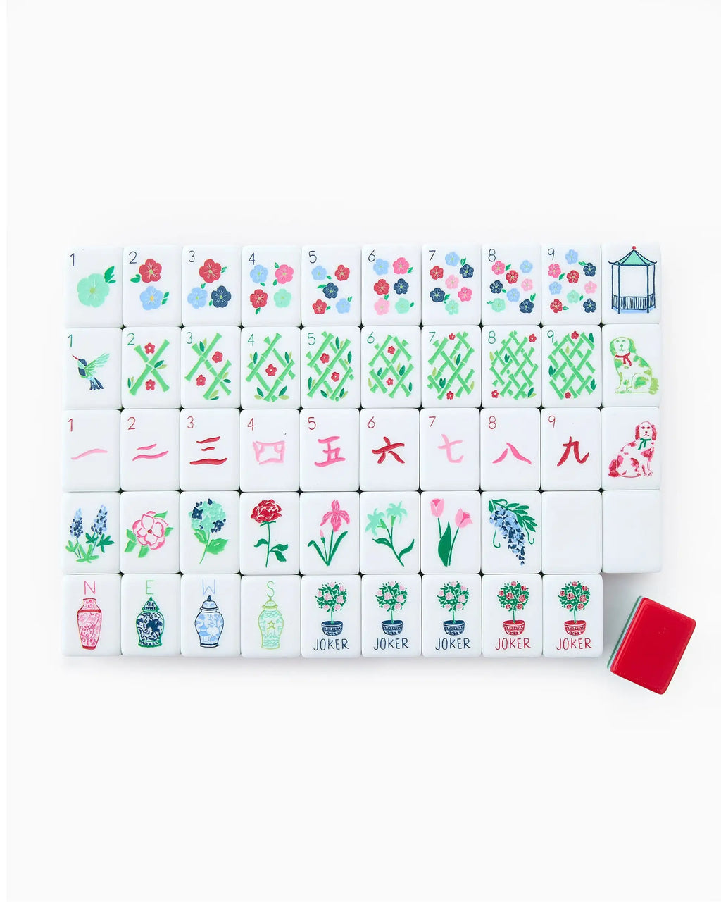 In Stock Beach Supplies New Mini Travel 4 Layer Engraved Acrylic Luxury 160 Red Set America Mahjong Tiles