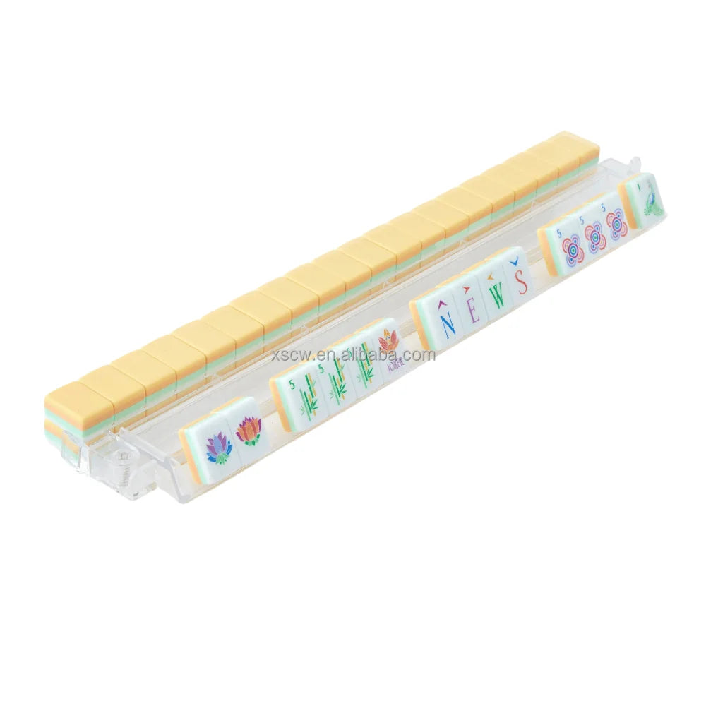 Color Mahjong Set Custom Logo High Quality Steel Blue Four-Layer Acrylic American-Style Mahjong Set