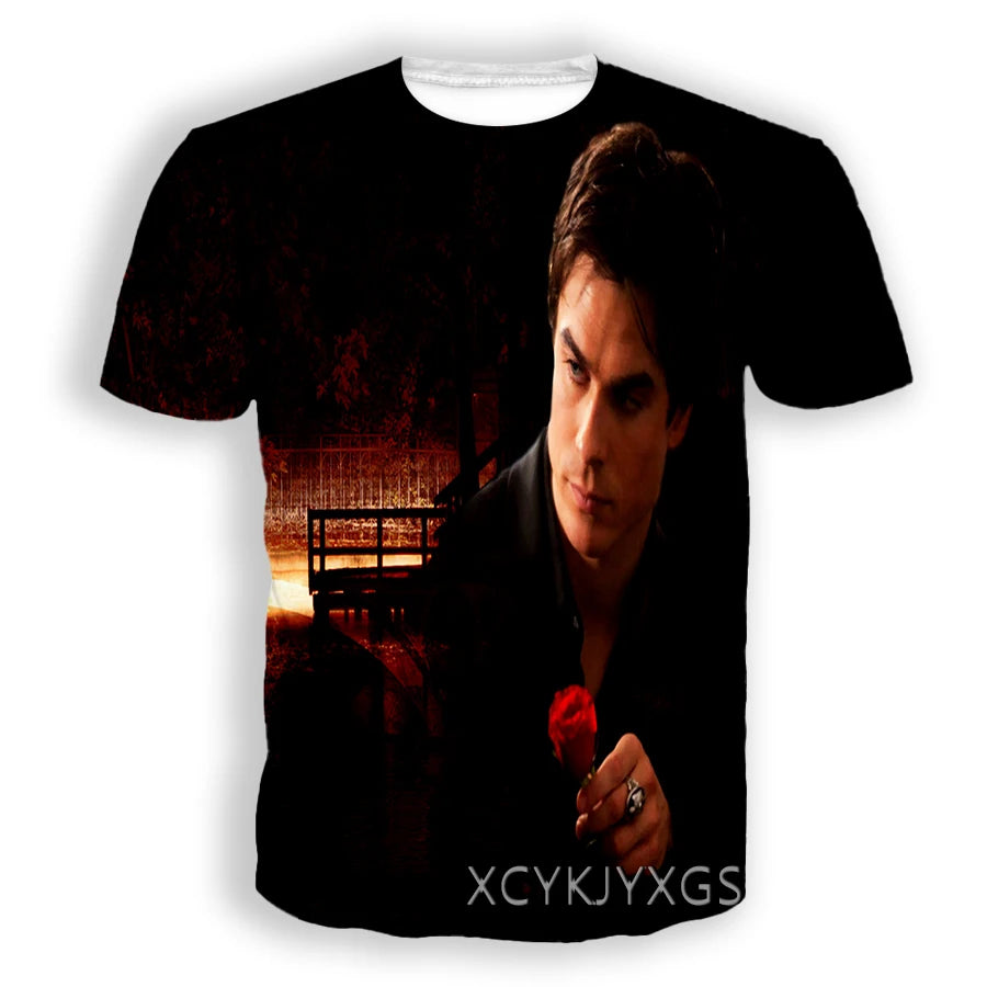 Men/Women TV The Vampire Diaries 3D Printed T-Shirt Damon Salvatore Short Sleeve Fashion T Shirt Sport Pullover Summer Tops 6XL