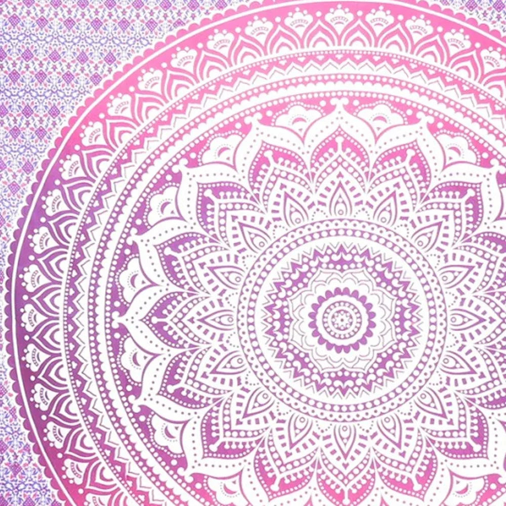 HMS 92\" X 84\" Pink and White Bohemian Mandala Hanging Tapestry Handmade Cotton Wall Decor for Home Hippie Anime Style Woven"